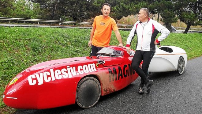 Jacques et jean bernard pratiquent le velomobile